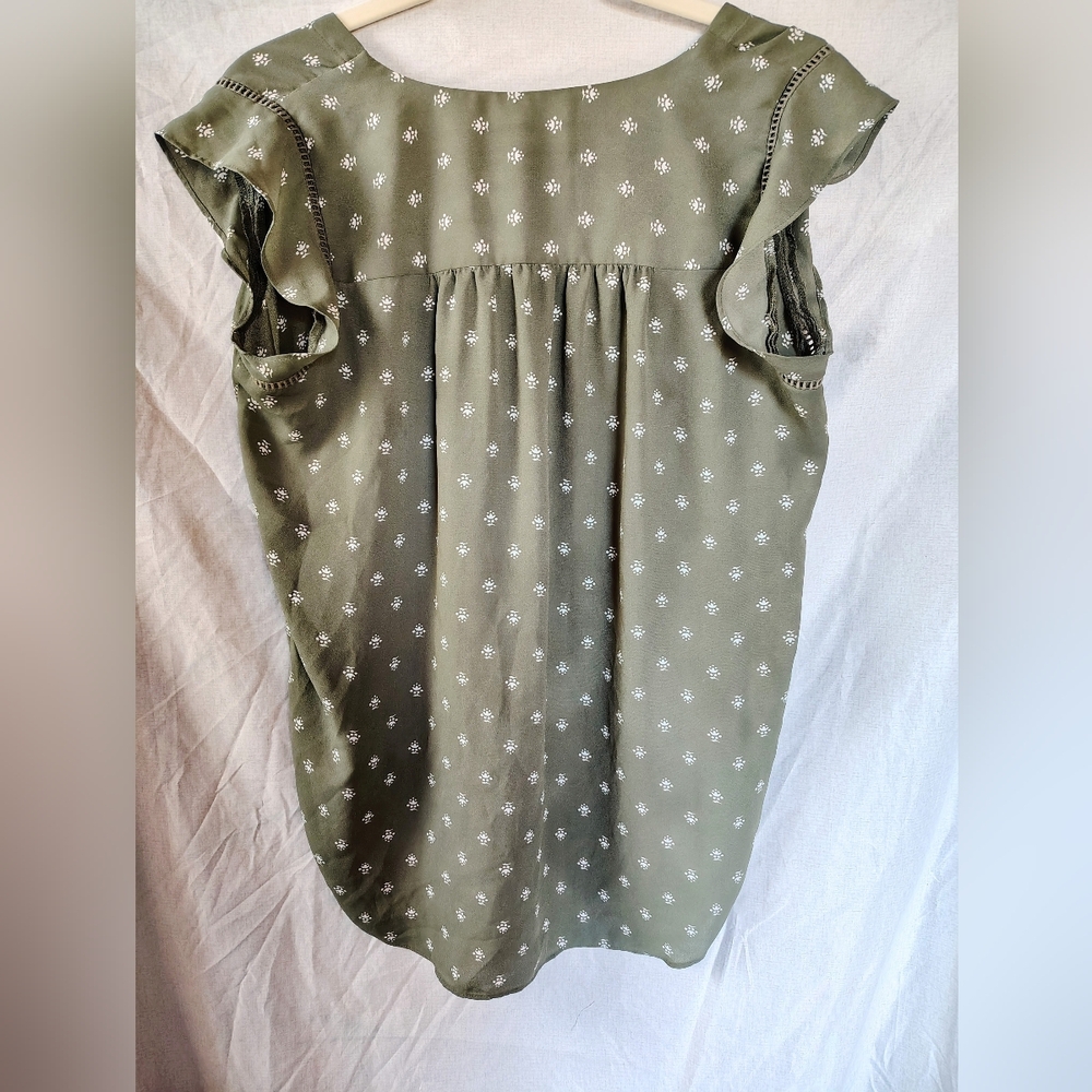 LOFT Olive Patterned Blouse - Picture 2 of 4